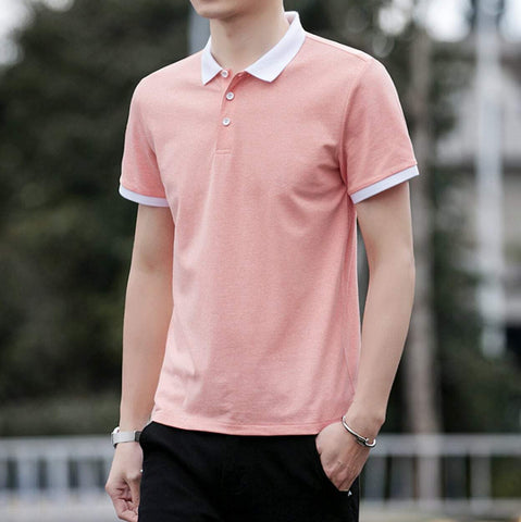 Mens Polo Shirt with Contrasting White Collar