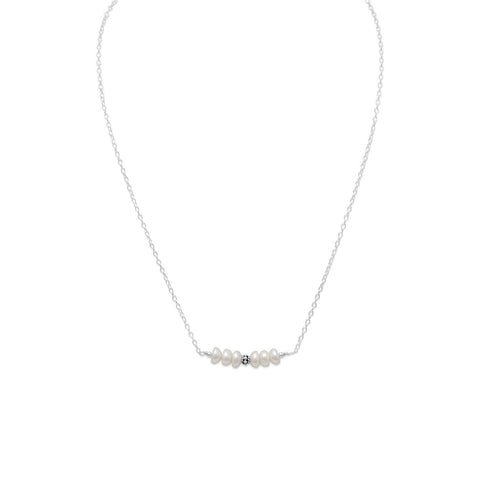 16" Handmade Cultured Freshwater Pearl Bar Necklace