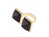 Tiger's Eye Quartz Double Pyramid Ring