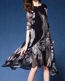 Womens Uneven Floral Chiffon Dress