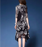 Womens Uneven Floral Chiffon Dress