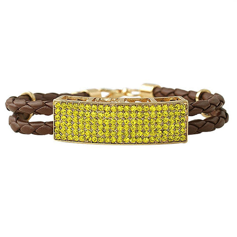 Dual Strand Woven Leather Canary ID Bracelet