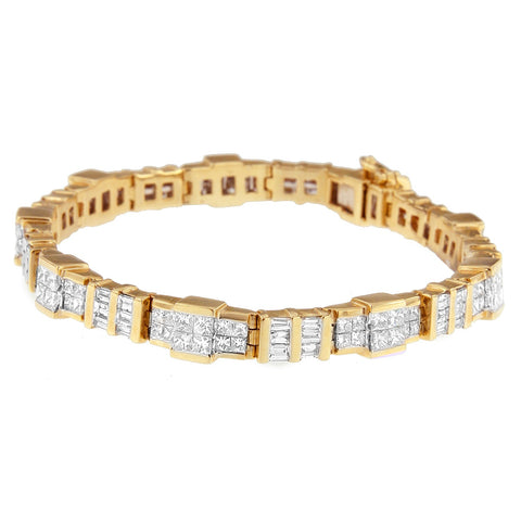 14K Yellow Gold 8.30ct TDW Baguette and Princess-cut Diamond Bracelet (H-I,SI1-SI2)
