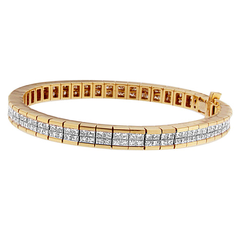 14K Yellow Gold 7 3/8ct. TDW Princess Cut Diamond Eternity Bracelet (G-H,VS2-SI1)