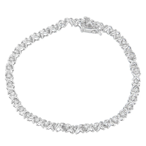 18K White Gold 1 CTTW Round Cut Diamond Wrapped in Love Bracelet (H-I,I1-I2)