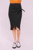 CRESCENT DRIVE Tie tulip pencil skirt-BLACK