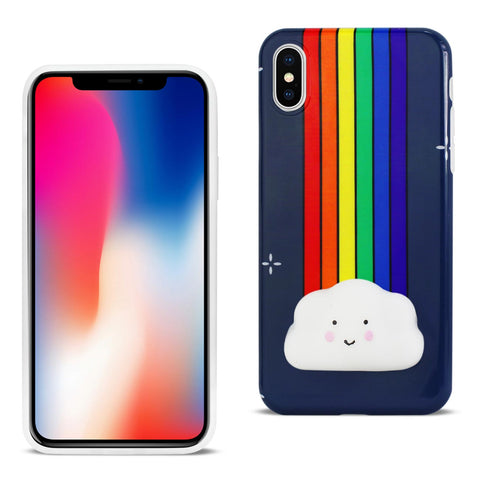 REIKO IPHONE X TPU DESIGN CASE WITH  3D SOFT SILICONE POKE SQUISHY RAINBOW CLOUD